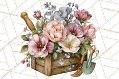 Romantic Garden Clipart, Watercolor Floral Benches Png Product Image 5