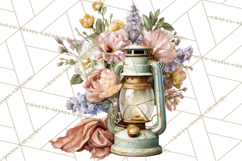 Romantic Garden Clipart, Watercolor Floral Benches Png Product Image 2