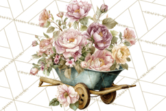 Romantic Garden Clipart, Watercolor Floral Benches Png Product Image 3