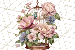 Romantic Garden Clipart, Watercolor Floral Benches Png Product Image 5