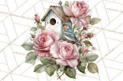 Romantic Garden Clipart, Watercolor Floral Benches Png Product Image 2