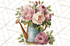 Romantic Garden Clipart, Watercolor Floral Benches Png Product Image 3