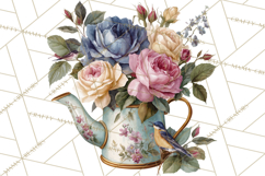 Romantic Garden Clipart, Watercolor Floral Benches Png Product Image 4