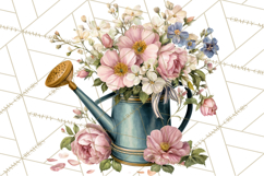 Romantic Garden Clipart, Watercolor Floral Benches Png Product Image 5