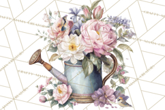 Romantic Garden Clipart, Watercolor Floral Benches Png Product Image 2