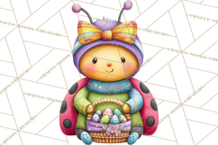 Easter Bunny Clipart, Spring Animals PNG, Colored Eggs Product Image 2