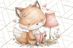 Valentine Animals Reading Books Clipart, Heart Storytime PNG Product Image 2