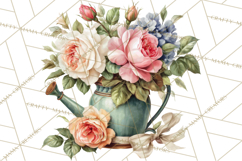 Romantic Garden Clipart, Watercolor Floral Benches Png Product Image 4