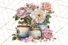 Romantic Garden Clipart, Watercolor Floral Benches Png Product Image 5