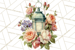 Romantic Garden Clipart, Watercolor Floral Benches Png Product Image 3