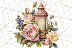 Romantic Garden Clipart, Watercolor Floral Benches Png Product Image 4