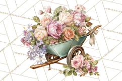 Romantic Garden Clipart, Watercolor Floral Benches Png Product Image 3