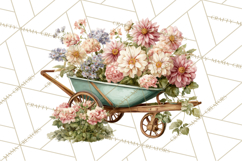 Romantic Garden Clipart, Watercolor Floral Benches Png Product Image 4
