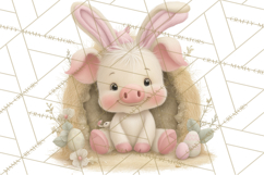 Watercolor Easter Animals Clipart, Cute Animals in Nests Png Product Image 3