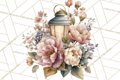 Romantic Garden Clipart, Watercolor Floral Benches Png Product Image 5