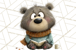 Bookish Bears PNG Clipart, Cozy Bear Reading, Cute Cartoon Product Image 4