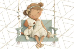 Little Girl Summer Clipart, Vintage Storybook Girl PNG Product Image 2