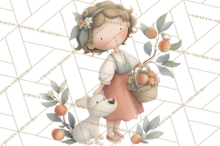 Little Girl Summer Clipart, Vintage Storybook Girl PNG Product Image 3