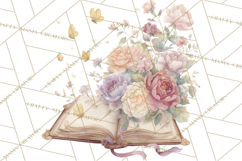 Whimsical Spring Books Clipart, Flowers and Butterflies PNG Product Image 2