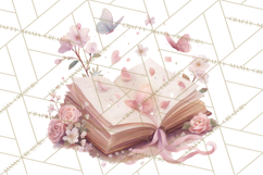 Whimsical Spring Books Clipart, Flowers and Butterflies PNG Product Image 4