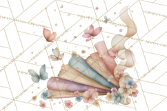 Whimsical Spring Books Clipart, Flowers and Butterflies PNG Product Image 2