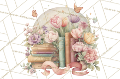 Whimsical Spring Books Clipart, Flowers and Butterflies PNG Product Image 5