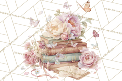 Whimsical Spring Books Clipart, Flowers and Butterflies PNG Product Image 3