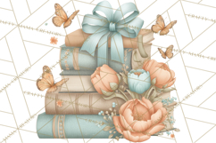 Whimsical Spring Books Clipart, Flowers and Butterflies PNG Product Image 2