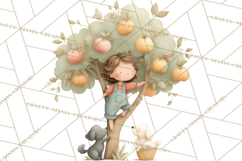 Little Girl Summer Clipart, Vintage Storybook Girl PNG Product Image 2