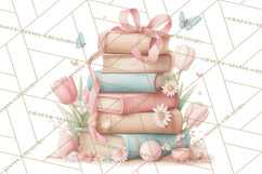 Whimsical Spring Books Clipart, Flowers and Butterflies PNG Product Image 4