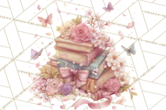 Whimsical Spring Books Clipart, Flowers and Butterflies PNG Product Image 5