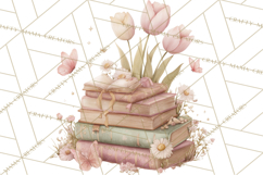 Whimsical Spring Books Clipart, Flowers and Butterflies PNG Product Image 2