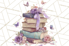 Whimsical Spring Books Clipart, Flowers and Butterflies PNG Product Image 3