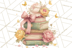 Whimsical Spring Books Clipart, Flowers and Butterflies PNG Product Image 5