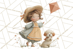Little Girl Summer Clipart, Vintage Storybook Girl PNG Product Image 5