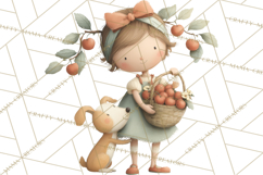 Little Girl Summer Clipart, Vintage Storybook Girl PNG Product Image 2