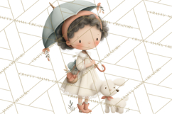 Little Girl Summer Clipart, Vintage Storybook Girl PNG Product Image 2