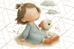 Little Girl Summer Clipart, Vintage Storybook Girl PNG Product Image 2