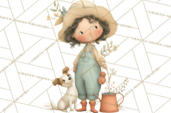 Little Girl Summer Clipart, Vintage Storybook Girl PNG Product Image 5