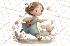 Little Girl Summer Clipart, Vintage Storybook Girl PNG Product Image 4