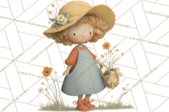 Little Girl Summer Clipart, Vintage Storybook Girl PNG Product Image 5