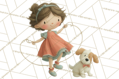 Little Girl Summer Clipart, Vintage Storybook Girl PNG Product Image 3
