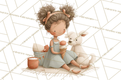 Little Girl Summer Clipart, Vintage Storybook Girl PNG Product Image 5