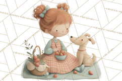 Little Girl Summer Clipart, Vintage Storybook Girl PNG Product Image 2