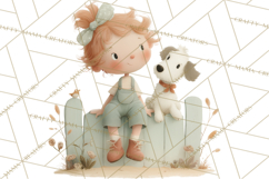 Little Girl Summer Clipart, Vintage Storybook Girl PNG Product Image 5