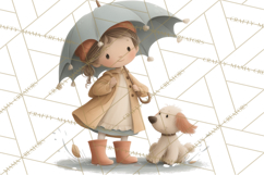 Little Girl Summer Clipart, Vintage Storybook Girl PNG Product Image 5
