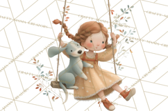 Little Girl Summer Clipart, Vintage Storybook Girl PNG Product Image 2