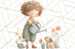 Little Girl Summer Clipart, Vintage Storybook Girl PNG Product Image 5