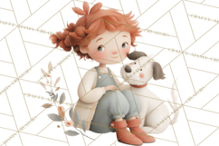Little Girl Summer Clipart, Vintage Storybook Girl PNG Product Image 2
