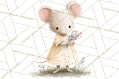 Adorable Tiny Mouse Clipart, Watercolor Mice PNG Product Image 3